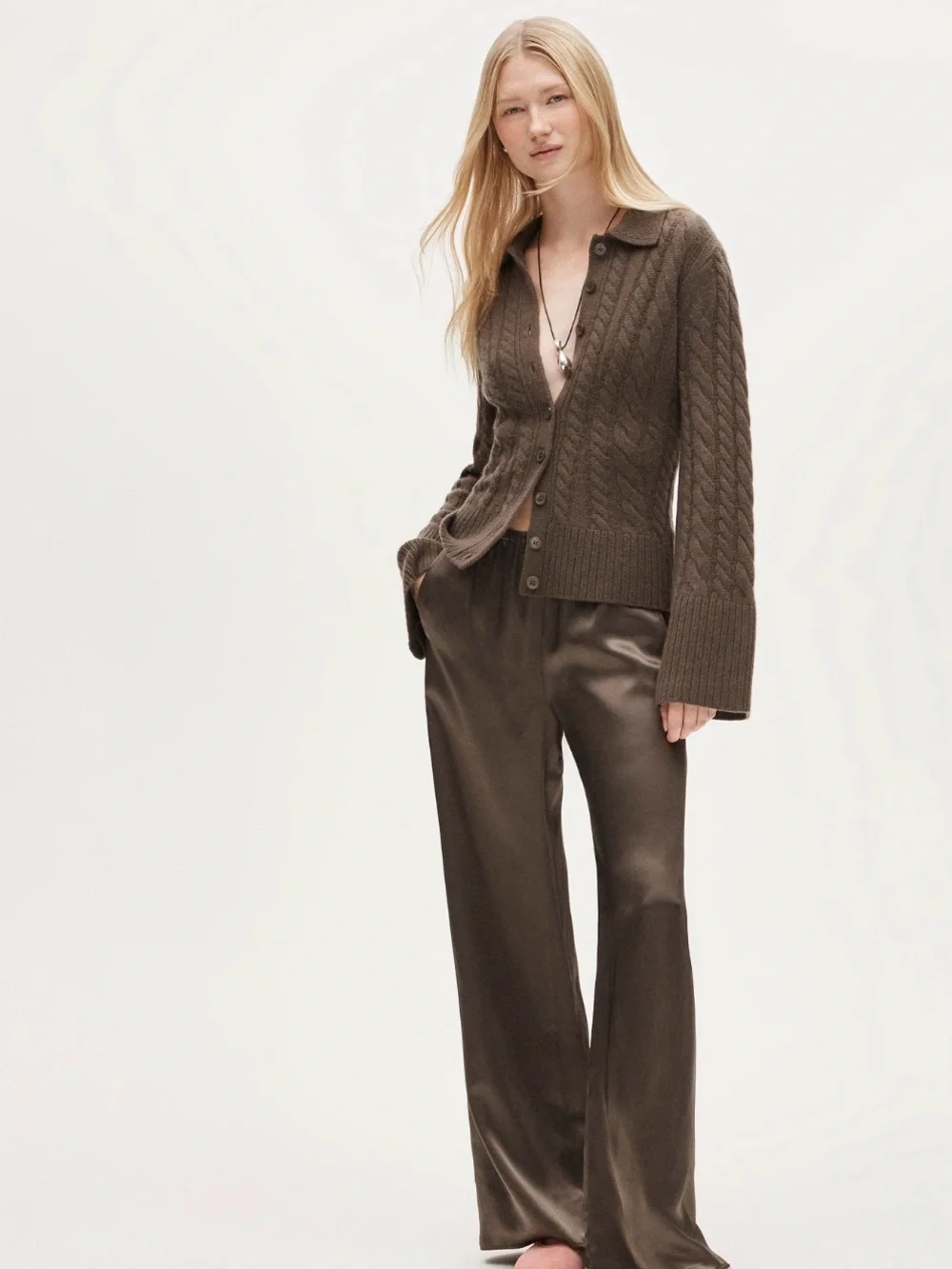 J. Crew Cosmo Pants in Luster Charmeuse- Smoky Wood- Size Small